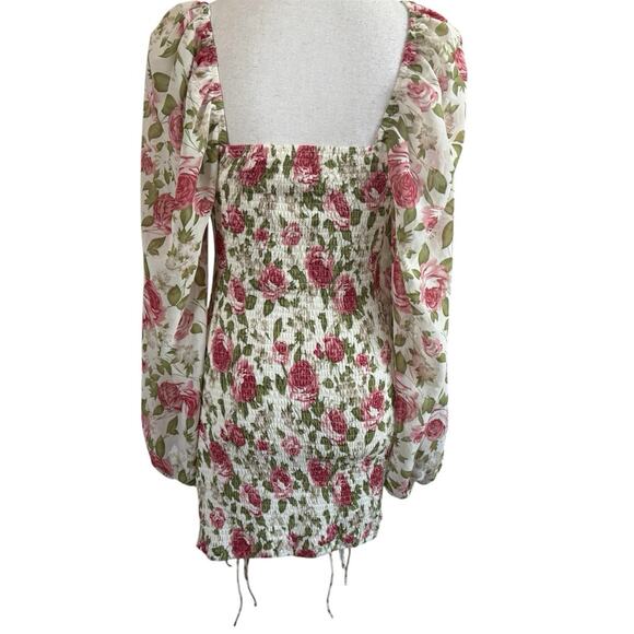 Mable Romantic Floral Ruched Mini Dress Size Small - Picture 2 of 4